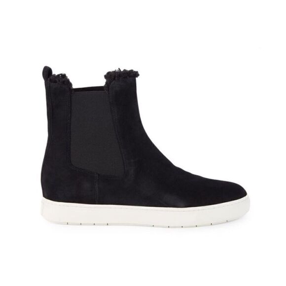 VINCE Norman 2 Suede & Faux Fur-Lined Boots in Black NWOB Size 7 1/2 - Picture 1 of 8